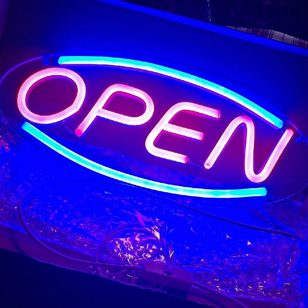 Neon Open Sign in Blue and Red 15×7.5